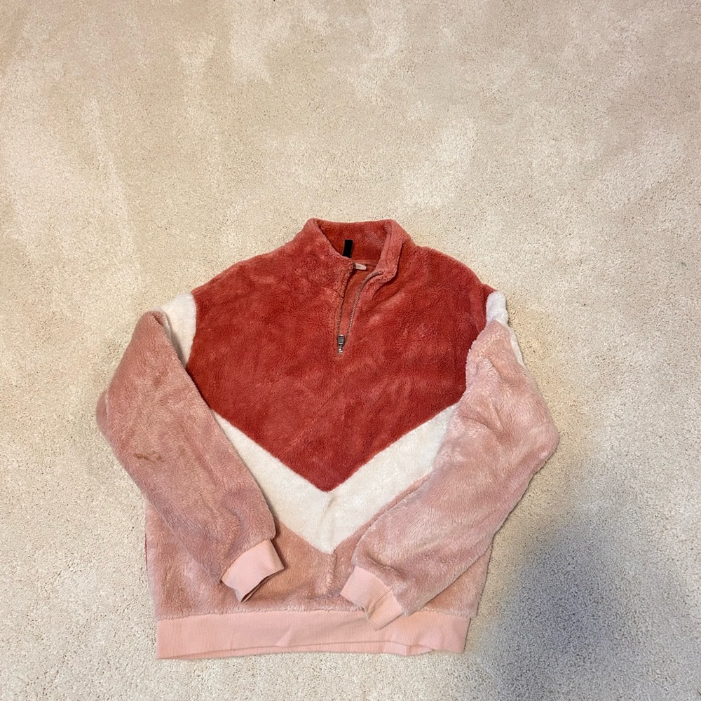 Pink Chevron Stripe Quarter Zip